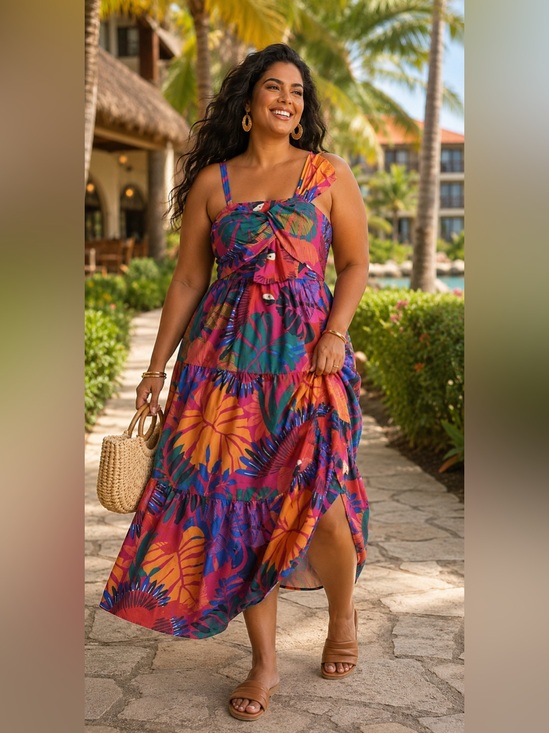 FARM Rio Dresses & Skirts - Anthropologie Farm Rio Macaw Bow Maxi Dress Tropical Print Sundress Plus Size XL